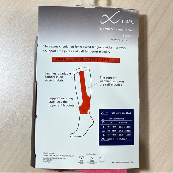 CW-X Compression Footless Calf Sleeves, Small, Pink, unisex - Picture 7 of 11